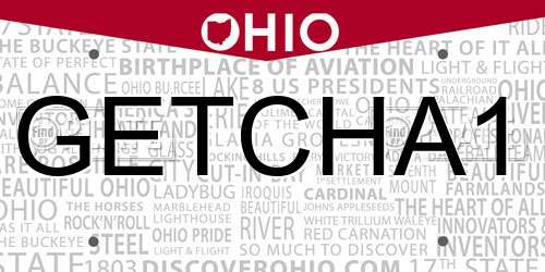 GETCHA1 Ohio License Plate