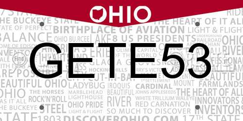 GETE53 Ohio License Plate