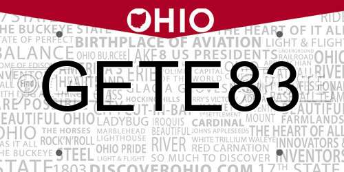 GETE83 Ohio License Plate