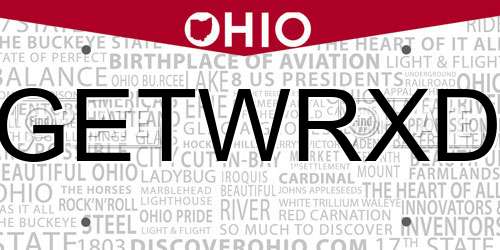 GETWRXD Ohio License Plate