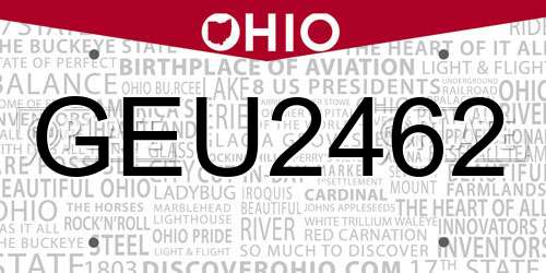 GEU2462 Ohio License Plate