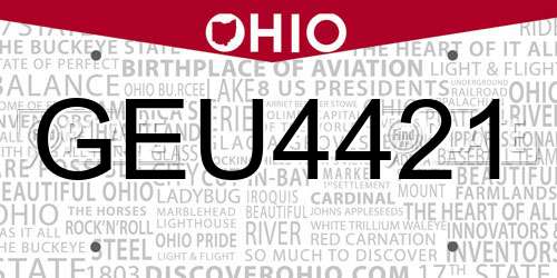 GEU4421 Ohio License Plate