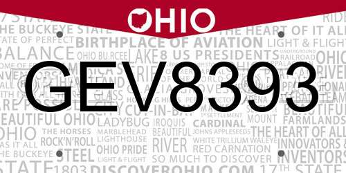GEV8393 Ohio License Plate
