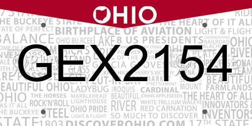 GEX2154 Ohio License Plate