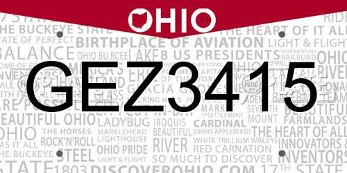 GEZ3415 Ohio License Plate