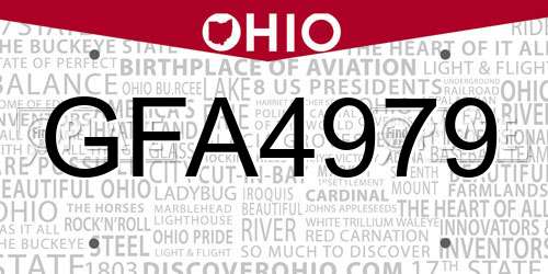 GFA4979 Ohio License Plate