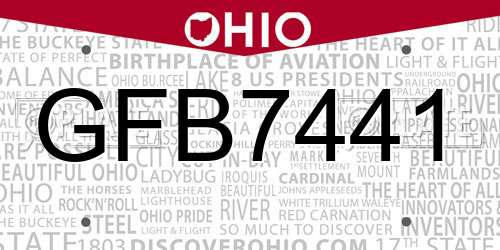 GFB7441 Ohio License Plate