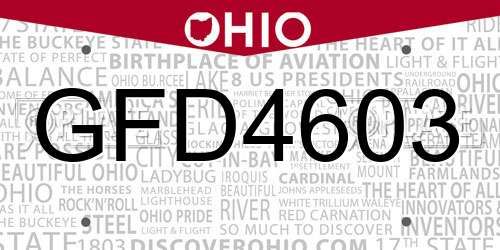 GFD4603 Ohio License Plate