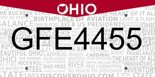 GFE4455 Ohio License Plate