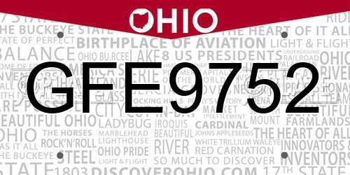 GFE9752 Ohio License Plate