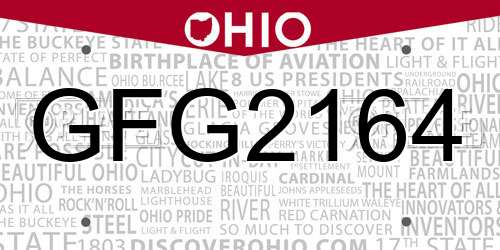 GFG2164 Ohio License Plate