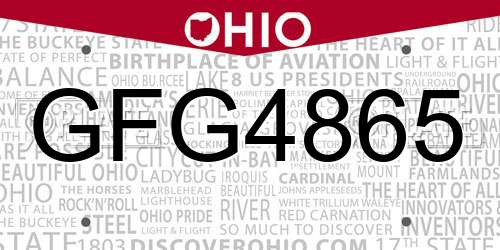 GFG4865 Ohio License Plate