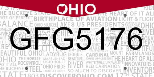 GFG5176 Ohio License Plate