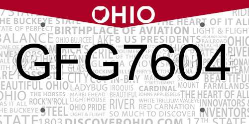 GFG7604 Ohio License Plate