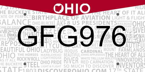 GFG976 Ohio License Plate