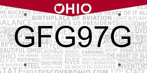 GFG97G Ohio License Plate