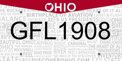 GFL1908 Ohio License Plate
