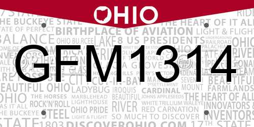 GFM1314 Ohio License Plate