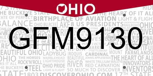 GFM9130 Ohio License Plate