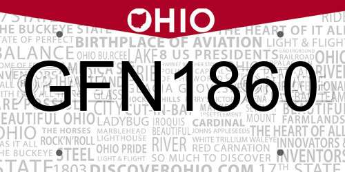 GFN1860 Ohio License Plate