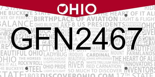 GFN2467 Ohio License Plate