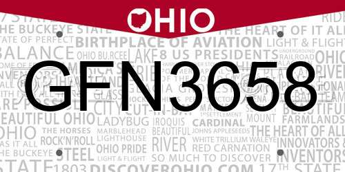 GFN3658 Ohio License Plate