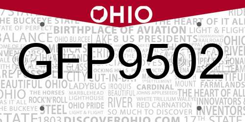 GFP9502 Ohio License Plate