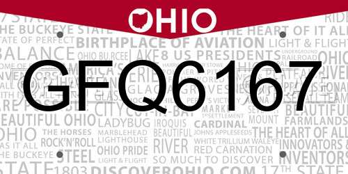 GFQ6167 Ohio License Plate