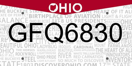 GFQ6830 Ohio License Plate
