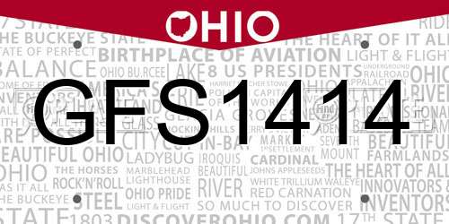 GFS1414 Ohio License Plate