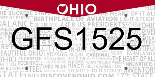 GFS1525 Ohio License Plate