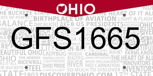 GFS1665 Ohio License Plate