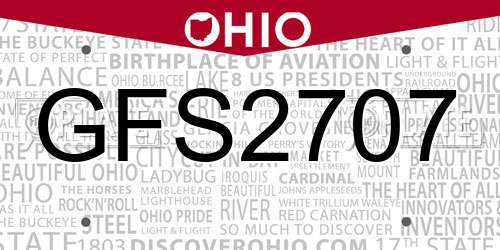 GFS2707 Ohio License Plate