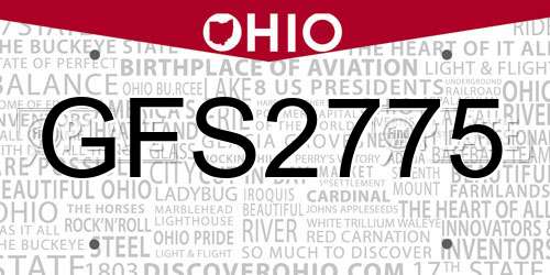 GFS2775 Ohio License Plate