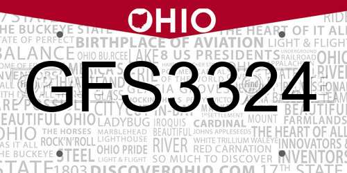 GFS3324 Ohio License Plate