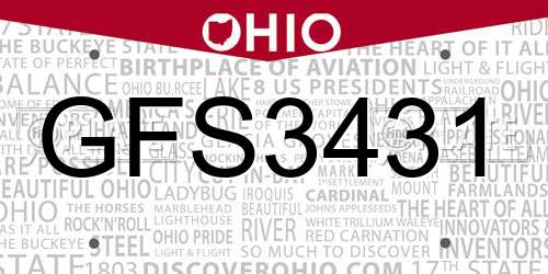 GFS3431 Ohio License Plate