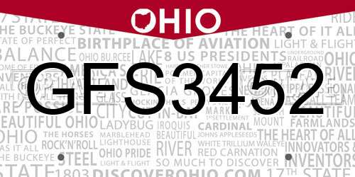 GFS3452 Ohio License Plate