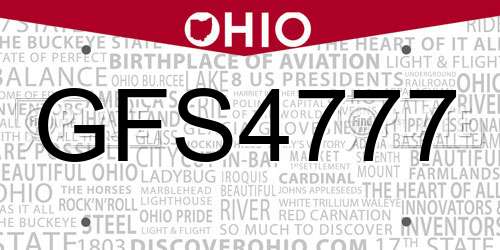 GFS4777 Ohio License Plate