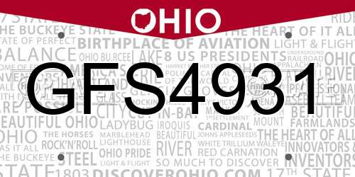 GFS4931 Ohio License Plate