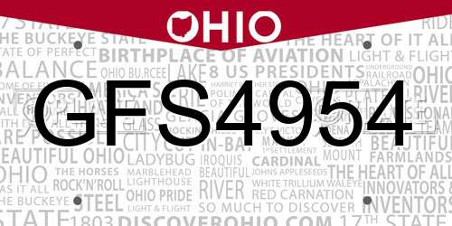 GFS4954 Ohio License Plate