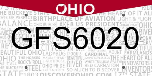 GFS6020 Ohio License Plate