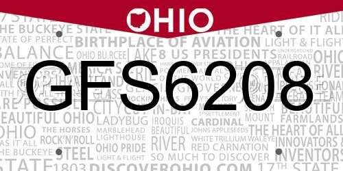 GFS6208 Ohio License Plate