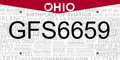 GFS6659 Ohio License Plate