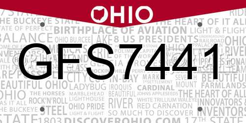 GFS7441 Ohio License Plate