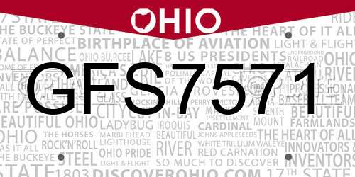 GFS7571 Ohio License Plate