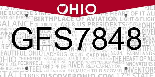 GFS7848 Ohio License Plate