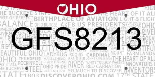 GFS8213 Ohio License Plate