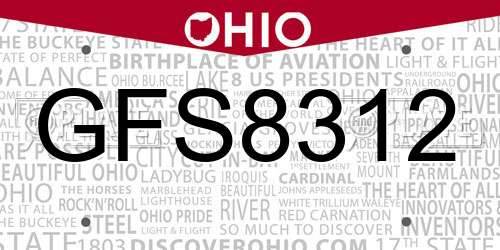 GFS8312 Ohio License Plate