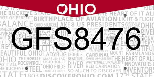 GFS8476 Ohio License Plate