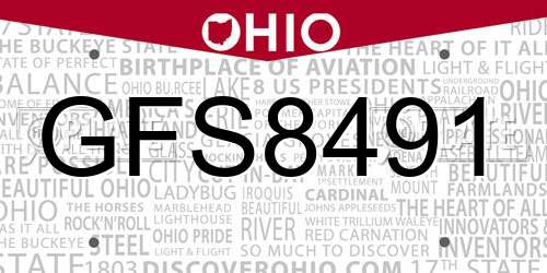 GFS8491 Ohio License Plate
